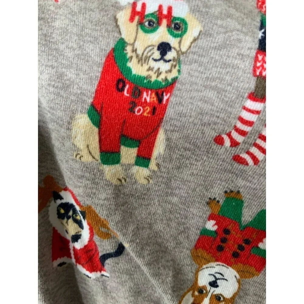 Old Navy Girls Pajama Pants Gray Multi XL (12) Stretch Cotton Holiday Print